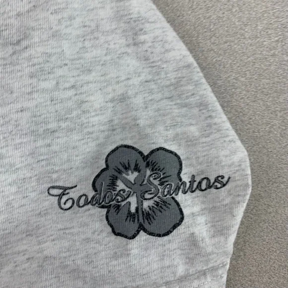 Hotel California Todos Santos Mexico T-Shirt Mens L Grey Floral Graphic Thrashed - Picture 6 of 12